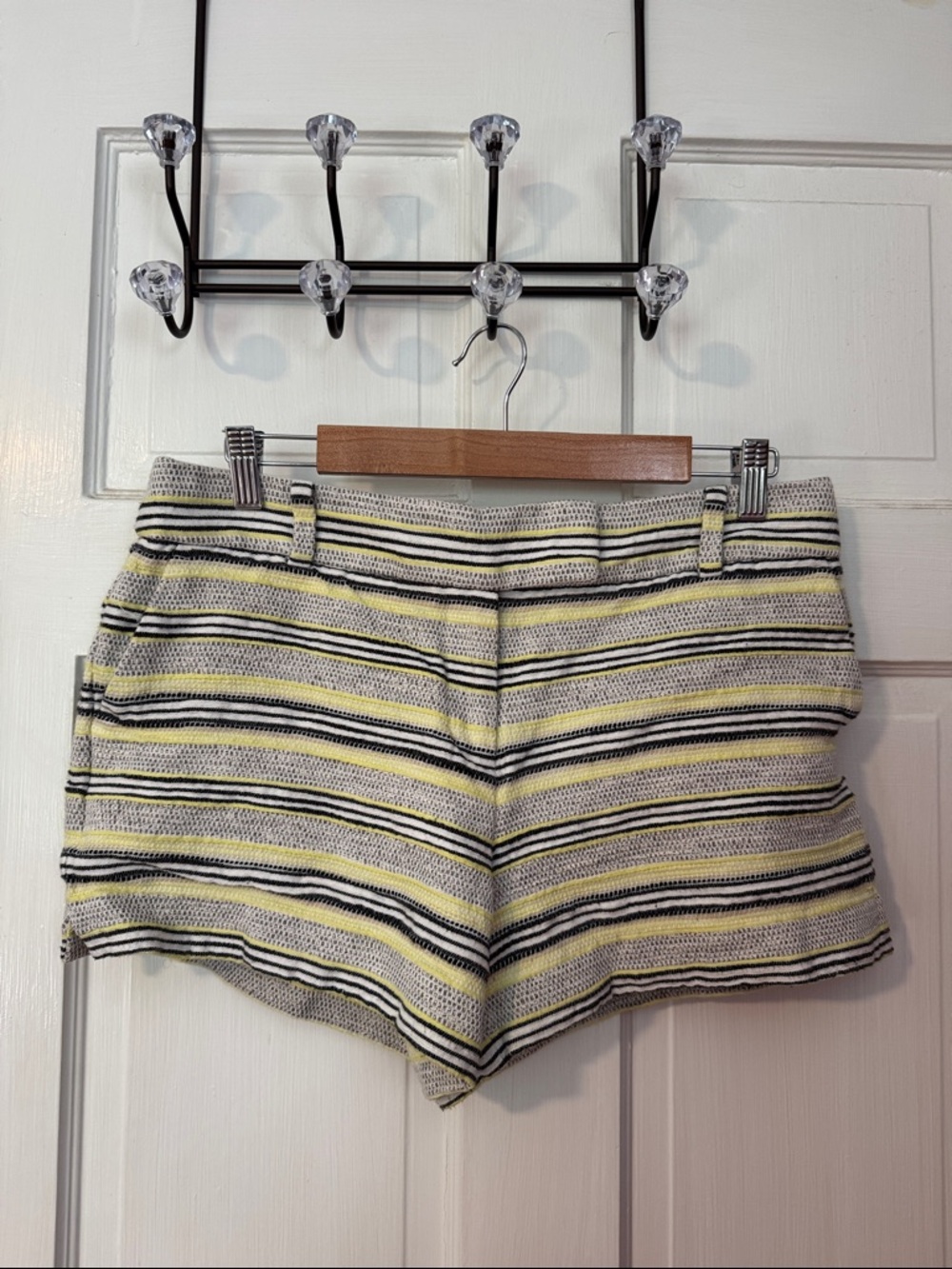 LOFT Women's The Rivera Striped Textured Cotton Linen Blend Shorts Size 8